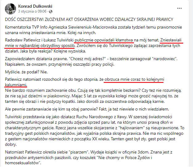 Patlewicz: Czyżbym dopuścił się tak straszliwych zbrodni, iż aż papier nie chciał przyjąć ich opisu?